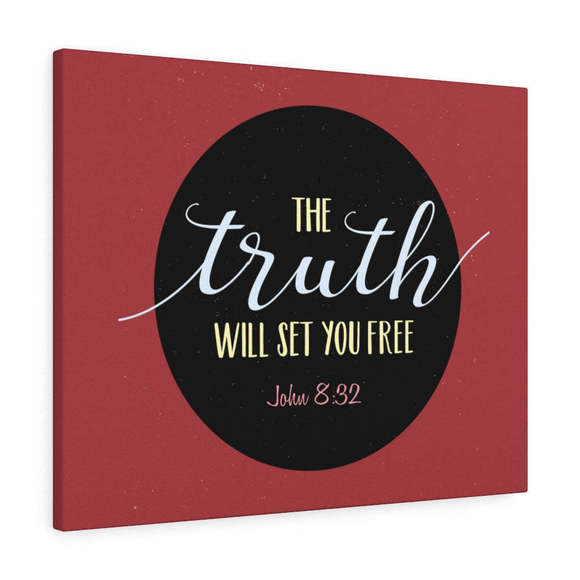 Scripture Sign The Truth Red John 8:32 Bible Verse Canvas Christian Wall Art R - Picture 1 of 2
